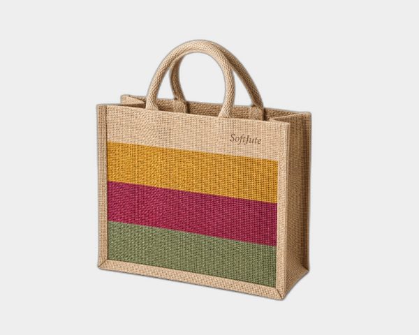 SoftJute Tricolor Stripe Lunch Tote