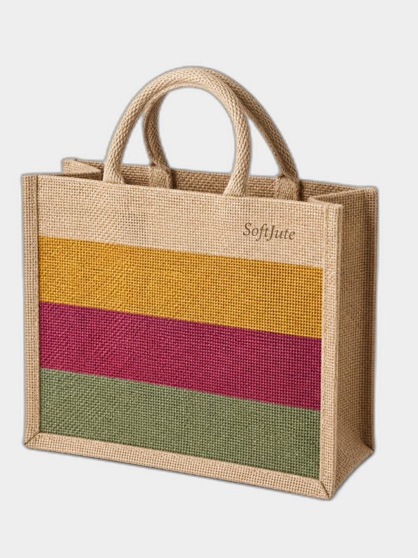 softjute-571-tricolor-stripe-lunch-tote-eeeeee SoftJute Tricolor Stripe Lunch Tote